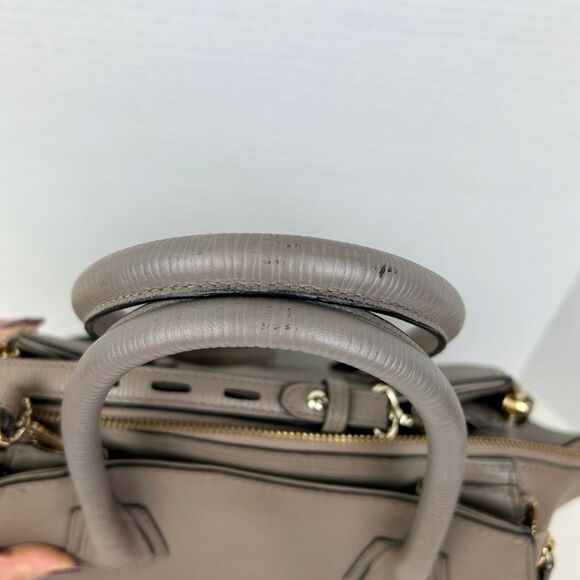 Rebecca Minkoff Perry Satchel Structured Leather Crossbody Bag Grey Taupe Handle - Picture 13 of 16